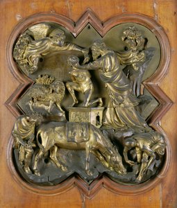 Het offer van Isaac, bronzen competitie reliëf voor de Doopkapel Deuren, Florence, 1401